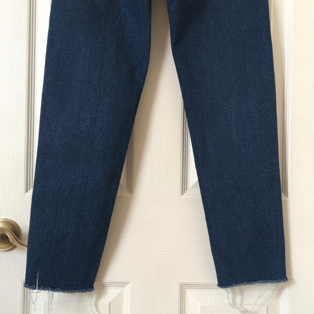American Eagle Classic Dark Wash High Rise Crossover Straight Leg Mom Jeans 00 - Picture 6 of 15